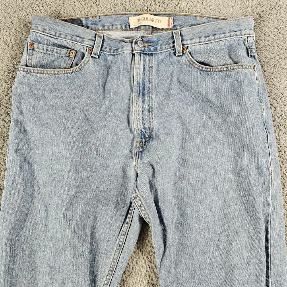 Levis 505 Jeans Mens 38x28 Blue Denim Regular Straight Grunge Y2K Vintage Casual